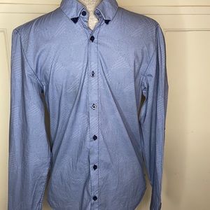 Guess Men’s Geo Blue Small Slim Fit Button Down Shirt